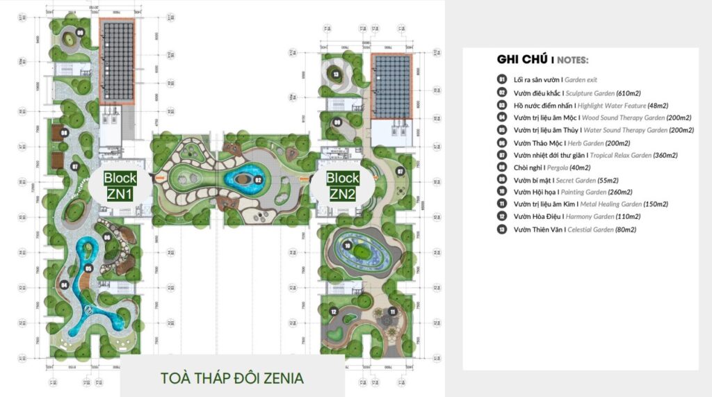 Mặt bằng toà tháp đôi Zenia